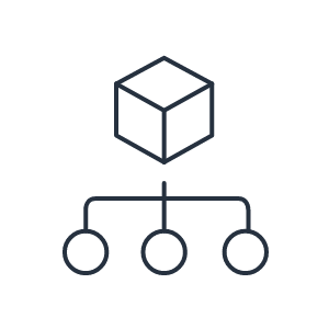 Cube above lines connected to circles icon